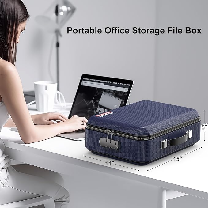 COLCASE Fireproof File Box, Hard Case Fireproof Document Organizer with Lock Hard-Shell Design Fireproof Water Resistant Safe