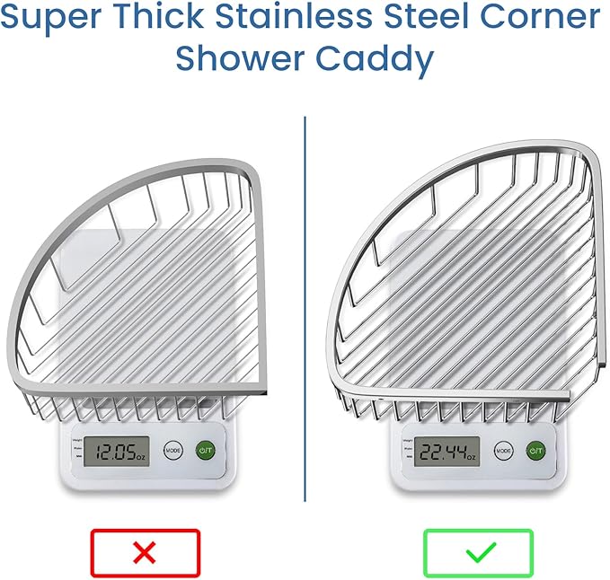 Shower Basket Brushed Stainless Shower Corner Shelf, 304 Caddy Stainless Steel Rustproof, Organizer Wall Mounted Basket(Inclu