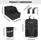 Car Organizer and Storage 5-in-1 Set with Front Seat Organizer, Backseat Organizer, Car Trash Can & 2 Headrest Hooks, Universal Car Storage Accessories for SUV Truck & Sedan Vehicle