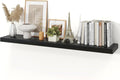 Floating Shelves for Wall, 9.3" Deep Wall Mounted Wood Shelves for Bathroom, Bedroom (Black, 48)