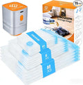 Travel Vacuum Storage Bags with Compact Cordless Pump, 15-Pack Space Saver Vacuum Seal Bags for Clothing & Luggage, Reusable 