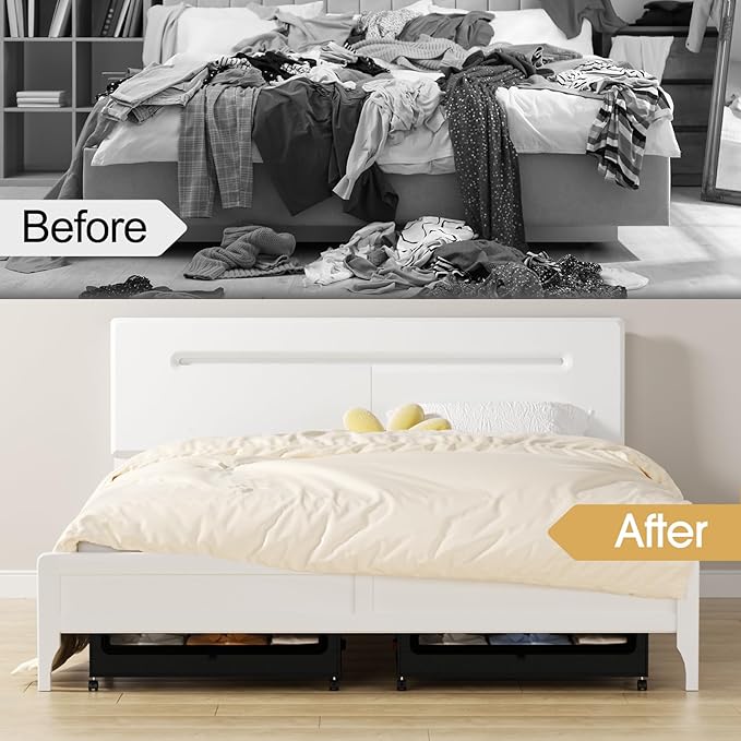 Yecaye Under Bed Storage with Wheels, 4 Pack Under the Bed Storage Containers with Lids & Label, XXL 60L Rolling Underbed Sto