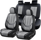 Coverado Seat Covers, Car Seat Covers Full Set, Leather Seat Covers for Cars, Car Seat Protector, Black Car Seat Covers Front