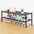 Smiry Shoe Rack, 2 Tier Long Bamboo Shoe Organizer, Stackable Free Standing Wooden Shoe Storage Shelf for Closet, Entryway, F