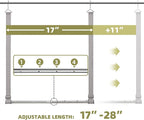 Hanging Closet Rod, 17-28In Width and Up to 32In Height Closet Extender, Double Hanging Bar with Powder-Coated Metal Pole and