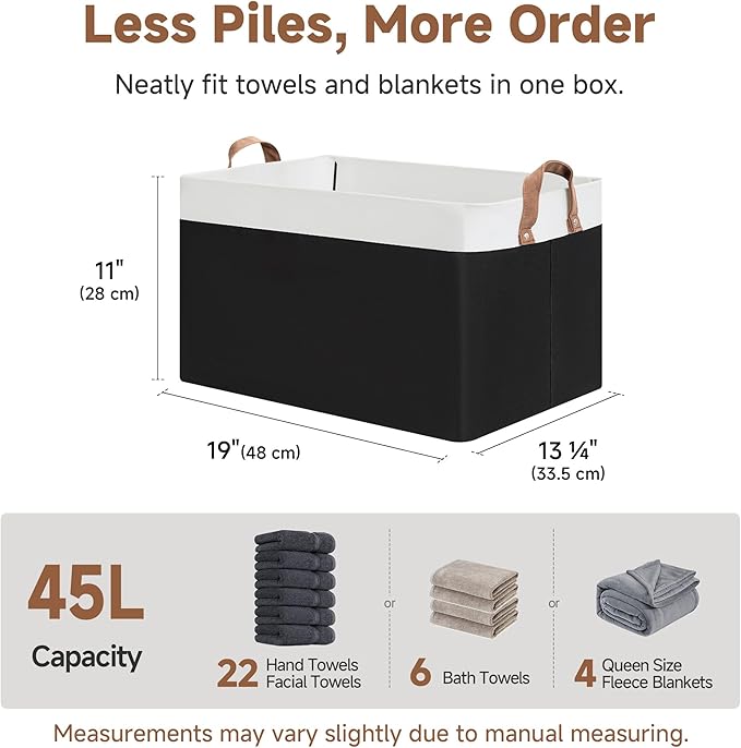 StorageWorks Storage Bins, Fabric Storage Bins for Shelves, Extra Large Storage Baskets with Metal Frame, Closet Baskets and 