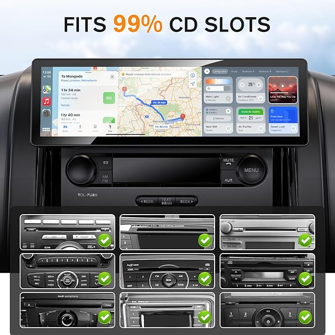CD Slot Mount for CarPlay Screen 360° Rotation Tool-Free Installation Sturdy and Secure Compatible with in-Car Monitors CD Slot CarPlay Mount