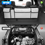 Car Trunk Organizer with Lid, Large Waterproof Vehicle Backseat Hanging Storage Bag with 4 Pockets & Adjustable Straps, Colla