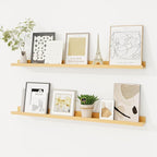 Picture Ledge Shelf, Solid Pine Wood Floating Shelves Set of 2, 36 Inches Nursery Book Shelves for Toys Storage, Kids Bookshe