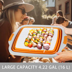 Tiawudi Large Collapsible BBQ Prep Tub with Lid(4.22 Gal/16L), Foldable Camping Sink with Colander, Cutting Board, Dish Basin