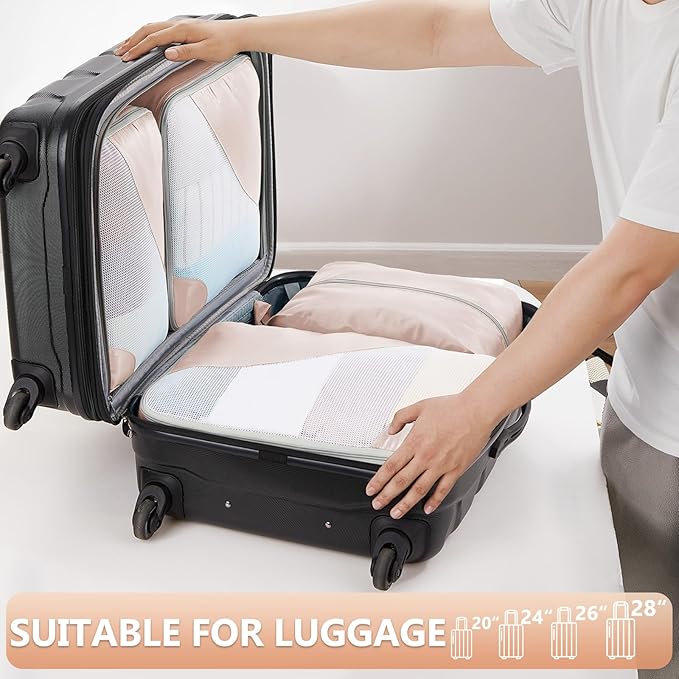 8 Set Packing Cubes for Travel, Gifts for Women Mom,Anti-Tearing Suitcase Organizer for Luggage with Shoe & Hanging Toiletry 