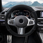 Microfiber Leather Steering Wheel Cover with Anti-Slip Lining Breathable and Soft Universal 14.5-15 inch, Easy to Install Ste