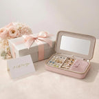Travel Jewelry Case with Mirror, Quilted Small Jewelry Box Organizer for Women Girls, Portable Earring Necklace Bracelet Ring