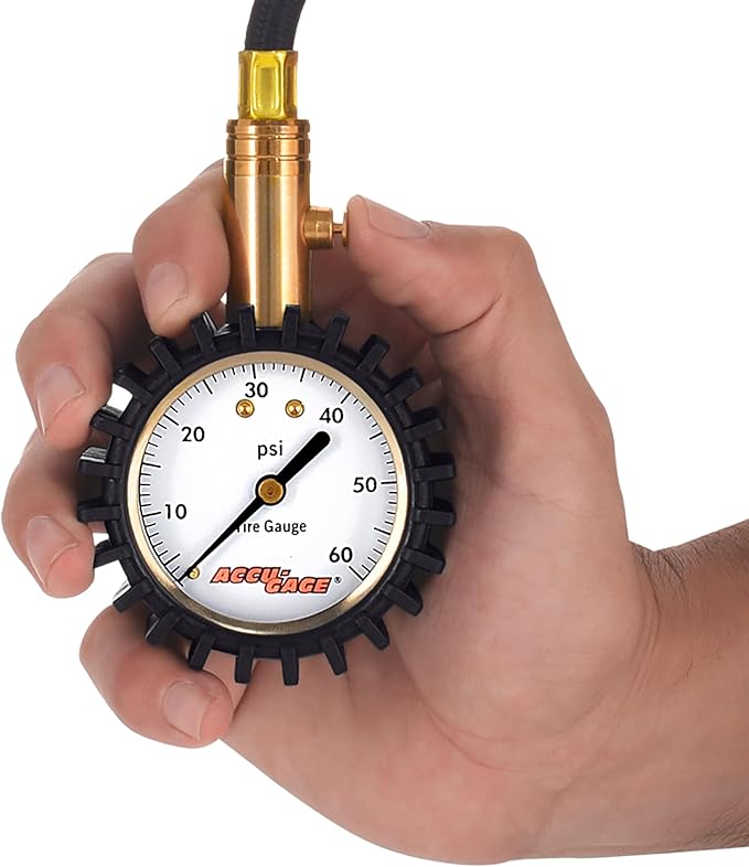 Accu-Gage RRA60X Professional Tire Pressure Gauge with Protective Rubber Guard (60 PSI)