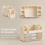 HBlife Makeup Organizer for Vanity with Brush Holder, Large Bathroom Countertop Cosmetic Organizer Skin Care Storage, Easy to