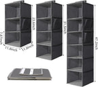 2 Packs Hanging Closet Organizer Storage, 6-Shelf Hanging Shelves for Closet, Closet Clothes Organizer and Storage with Side 