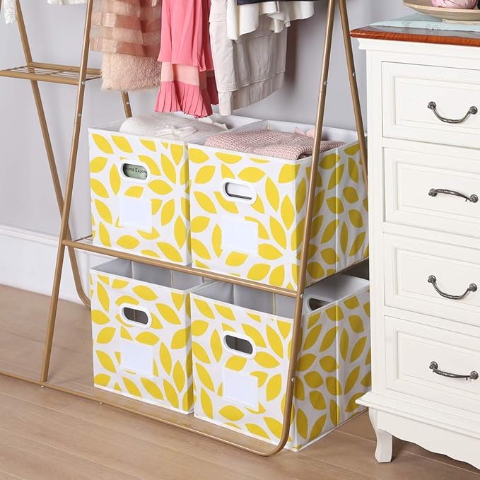 MAX Houser Fabric Storage Bins Cubes Baskets Containers with Dual Plastic Handles for Home Closet Bedroom Drawers Organizers,