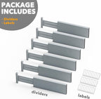 SpaceAid Bamboo Dresser Drawer Dividers 6 Pack, 4.65“ High Adjustable 12.5“-17” Drawer Organizers, Expandable Organization fo