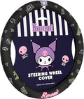 Sanrio Hello Kitty and Friends Kuromi Black Car Steering Wheel Cover, Universal Fit Cute Accessories for Women Stylish Decor Gifts Hello Kitty Accessories - Fits Standard Wheels 14.5"-15"