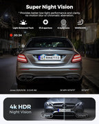 4K+1080P FHD Dash Cam Front and Rear, Dual Dash Camera for Cars with Night Vision, 2 Channel HDR Dash Camera, 24H Parking Mod