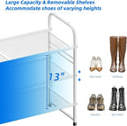 SUFAUY 3-Tier Mesh Shoe Rack, Closet Metal 33" Wide Shoe Shelf Heavy Duty, White