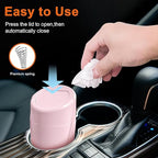 Car Trash Can, 2 Packs Mini Car Trash Bin with Lid, Leakproof Cup Holder Car Garbage Can with 60 Trash Bags, Vehicle Front Back Seat Organizers and Storage for Car, Home, Office, Pink