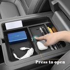 2PCS Center Console Hidden Box Organizer & Armrest Divider Compatible with Honda 2023-2025 2026 Pilot & 2024-2026 Passport & 2024 2025 Ridgeline Accessories Insert Armrest Hidden Organizer