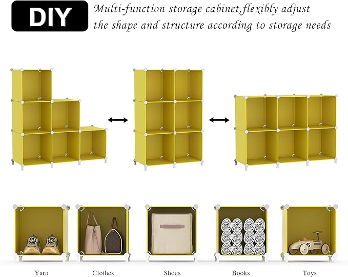 AWTATOS Cube Storage Organizer, 6 Cube Closet Organizers and Storage, DIY Stackable Bookshelf Plastic Clothes Organizer Shelv