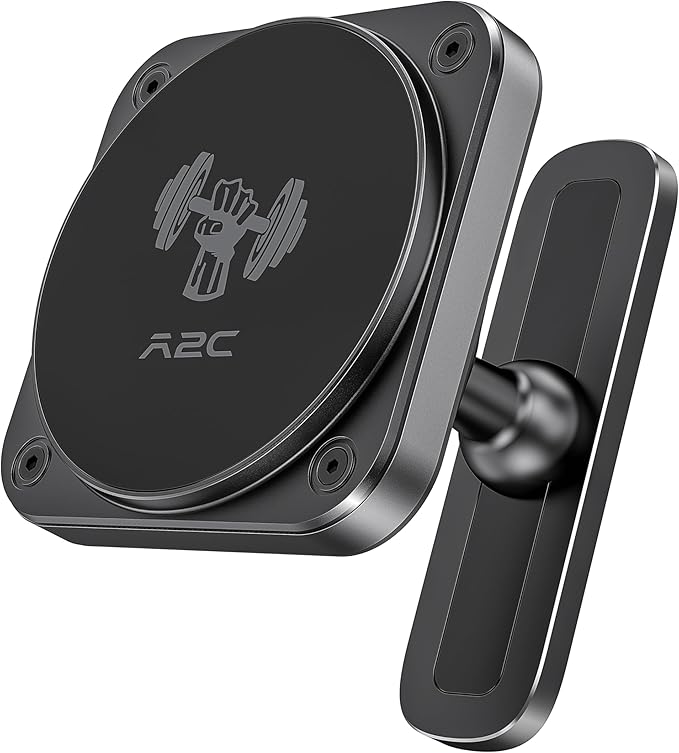 A2C Magnetic Phone Holder for Gym, Aluminum Alloy Base Attach to Metal & Non-Metal Surfaces, Gym Phone Mount for MagSafe iPhone 12-17 Series, Ideal Gym Essentials for Workouts Recording