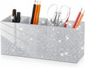 Jetec Acrylic Glitter Pen Holder 4 Compartments Bling Makeup Brush Stationery Organizer Pencil Holder for Desk Accessories Sp
