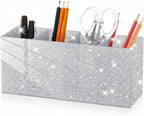Jetec Acrylic Glitter Pen Holder 4 Compartments Bling Makeup Brush Stationery Organizer Pencil Holder for Desk Accessories Sp
