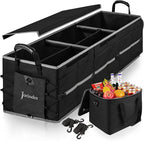 Collapsible Trunk Organizer for Car with Insulated Leak proof Cooler Bag, 3 Compartments SUV Cargo Organizer Removable