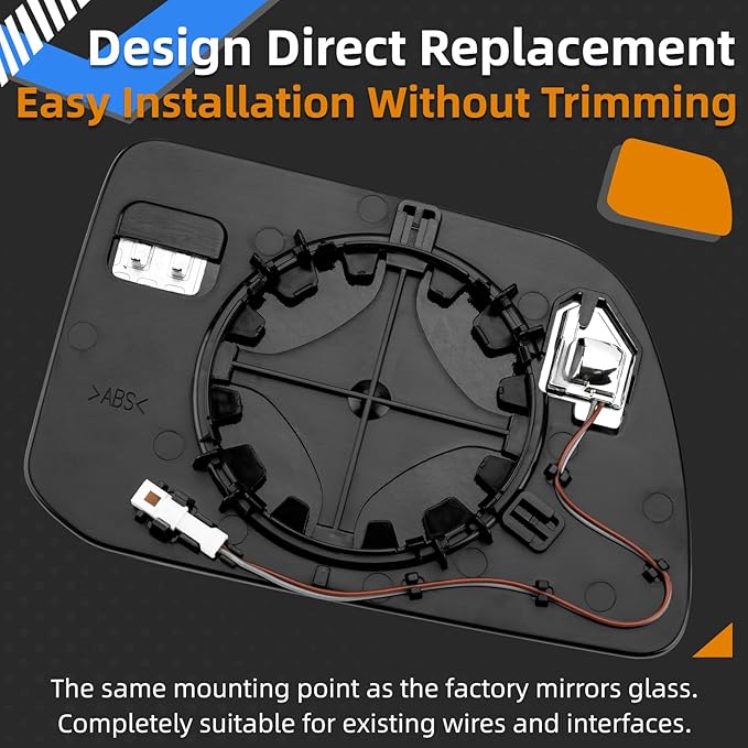 Driver Side Mirror Replacement for Ford Edge 2011 2012 2013 2014 - Left Side Mirror Glass, Rear View Mirrors Glass with Power Heated & Blind Spot