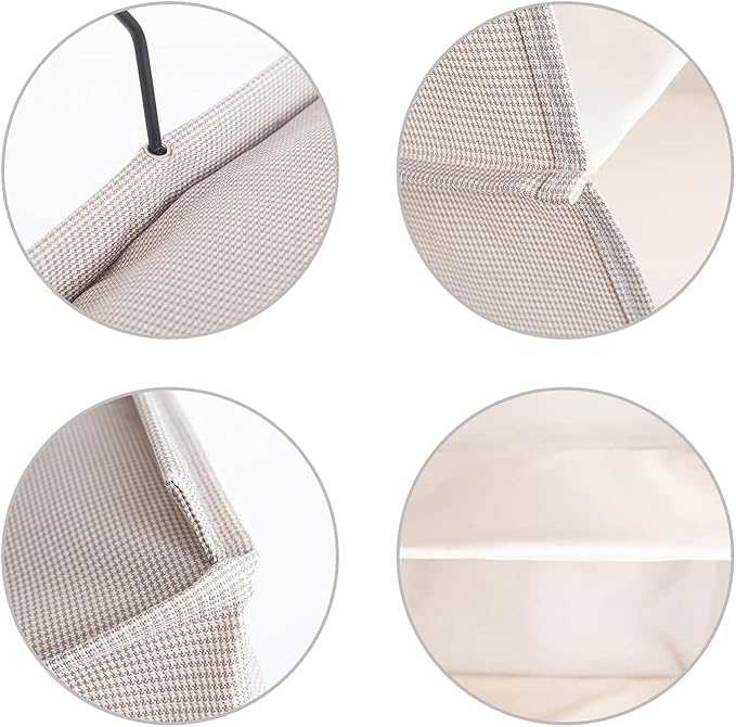 Hanging Closet Organizer and Storage, Foldable 4-Shelf Wardrobe Clothes Shelves Organizer, Imitation Linen Fabric, Beige Houn