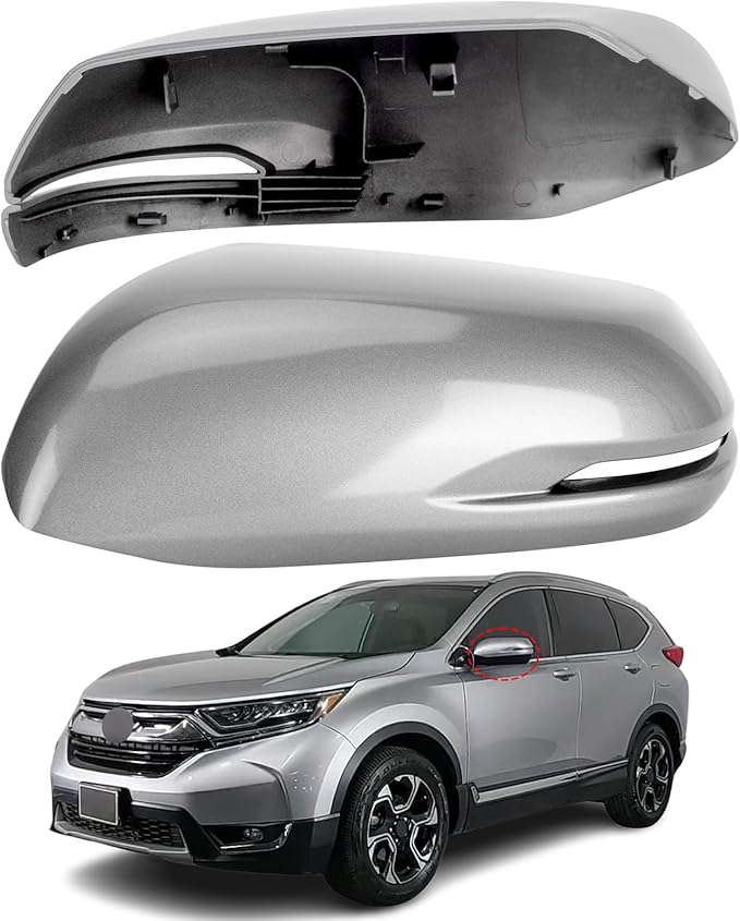 Driver Side Mirror Cover Replacement for Honda CRV 2017 2018 2019 2020 2021 2022 - Left Side Mirror Covers, Rear View Mirror Cap Accessories Grey, With Lamp