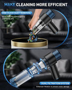 EYYA Handheld Car Vacuum Cleaner Cordless, 15000PA High Power Vacuum & Air Duster, 4-in-1 Portable Mini Vacuum with LED Light