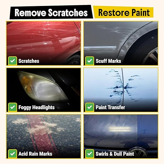 Carfidant Scratch and Swirl Remover - Car Scratch Remover for Vehicles Paint - Polishing Compound for Cars - Paint Restorer Kit with Pad, Microfiber and Sanding Block
