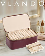Vlando Jewelry Box with 12 Velvet Jewelry Bags Travel Jewelry Case for Girls Jewelry Organizers Necklace Rings Earrings Stora