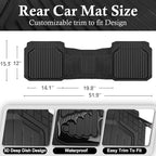 CAR PASS Heavy Duty Rubber Rear Car Mat, Deep Dish Car Floor Mats All Weather, Universal Trim to Fit for SUV Trucks Sedans, Odorless Waterproof Anti-Slip, Easy to Clean Car Mats (Black Rear)
