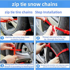 20 PCS Universal Emergency Tire Chains, Adjustable Plastic Anti-skid Ties, zip tie snow chains for Most Cars, SUV Trucks, zip
