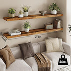 Fixwal Long Shelf for Wall, 47" Long Heavy Duty Wall Mounted Floating Shelves for Living Room, Bedroom, Bathroom and Kitchen,