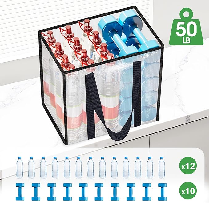 10 Pack Reusable Grocery Bags, Heavy-Duty Shopping Bags with Sturdy Handles, Water-Resistant & Foldable Organizer, Shopping Bags for Groceries, Market, Car Trunk, Multi-Purpose, 33L