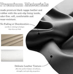Black Beige Car Steering Wheel Cover, Nappa Leather, Bottom Color Blocking, Universal 14.5-15 Inch Leather Anti-Slip Breathab