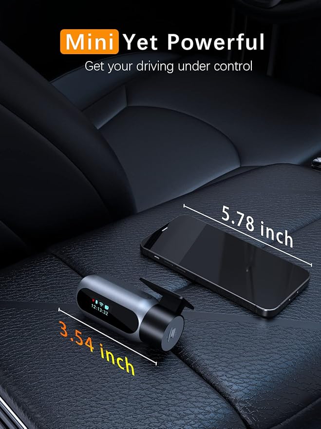 Dash Cam WiFi FHD 1080P Car Camera, Front Dash Camera for Cars, Mini Dashcams for Cars with Night Vision, 24 Hours Parking Mo