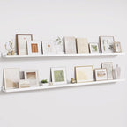 Fun Memories Long Wall Shelves Set of 2-72 Inch Floating Shelves for Wall - Picture Ledge Shelf with Lip for Storage - Wall -