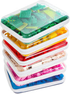CoiiJoii Zippered Pouch Hard, Clear Zippered Hard Pouch, Stackable Storage Bins, Portable Clear Bin Zipper (White, Large-6pcs