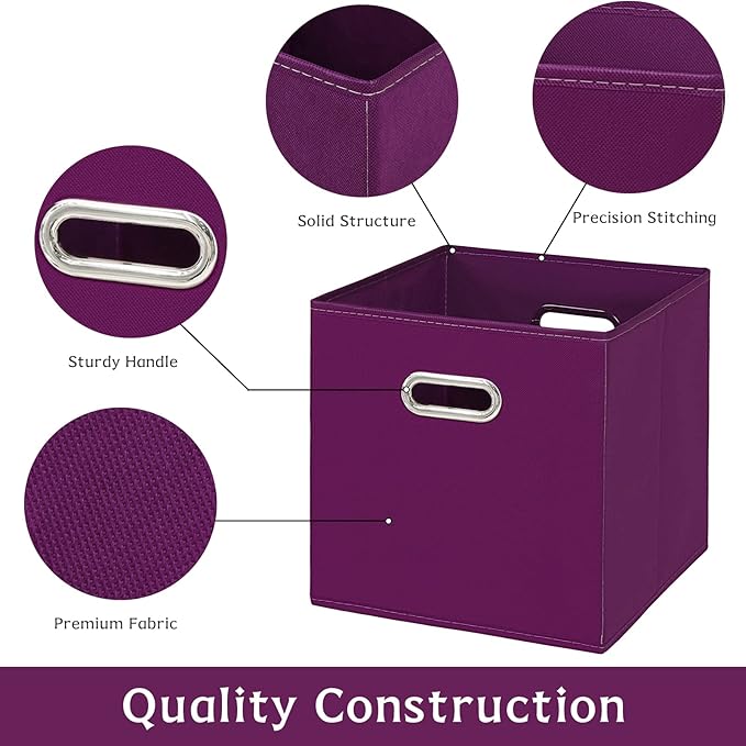 Fabric storage bins Cubes, Fabric Cube Organizer with Handle, Foldable Cube Bins for Cloth or Accessary Storage, 11x11x11, Se