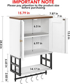 Farmhouse Medicine Cabinet - 3-Tier Wall Mounted Storage Organizer with Adjustable Shelves, Towel Bar, 5 Hooksfor Small Bathr