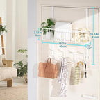 Kaiferty Over The Door Hooks Organizer,Door Hanger Door Storage with Basket,Over The Door Towel Rack Coat Hooks with 12 Hooks