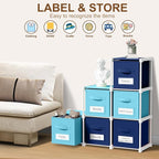 Geelin 6 Blue Cube Storage Organizer with Fabric Bins and Labels, 11 Inch Collapsible Toy Organizer Shelf Storage Bins Dresse